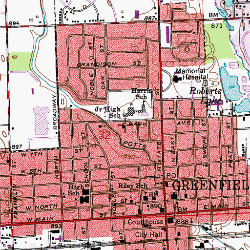 Topographic Map of Trinity Park United Methodist Church, IN