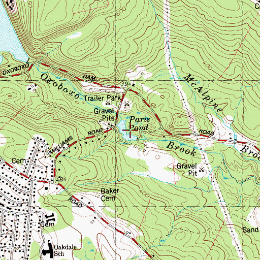 Topographic Map of Paris Pond, CT