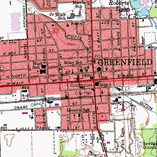 Topographic Map of Bradley United Methodist Church, IN