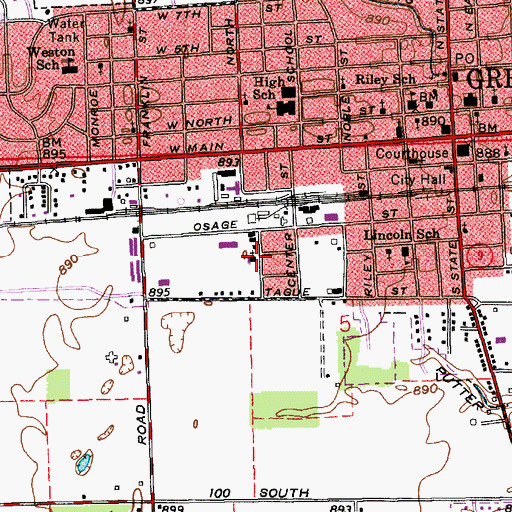 Topographic Map of First Baptist Church, IN