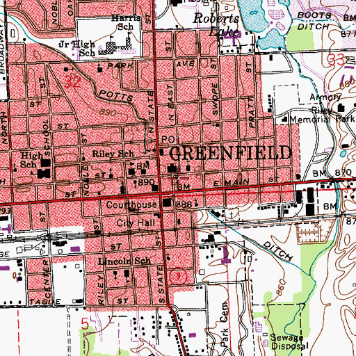 Topographic Map of First Christian Church, IN
