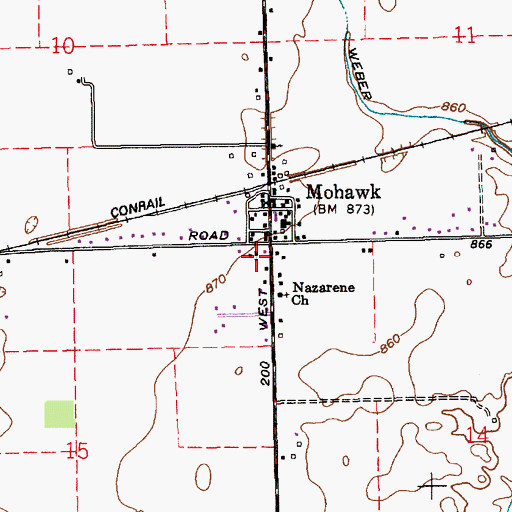 Topographic Map of Mohawk United Methodist Church, IN