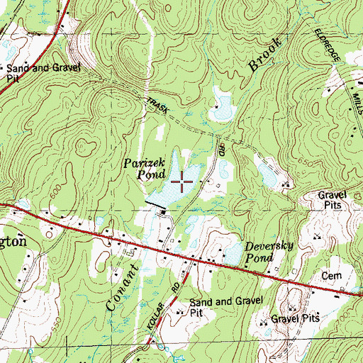Topographic Map of Parizek Pond, CT