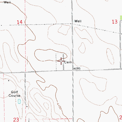 Topographic Map of Yuma Municipal Cemetery, CO