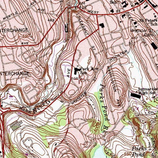 Topographic Map of Park Avenue School, CT