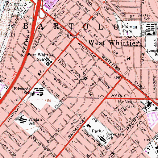 Topographic Map of Salem Lutheran Church, CA