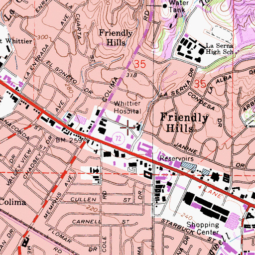 Topographic Map of Shepherd of the Hills Lutheran Church, CA