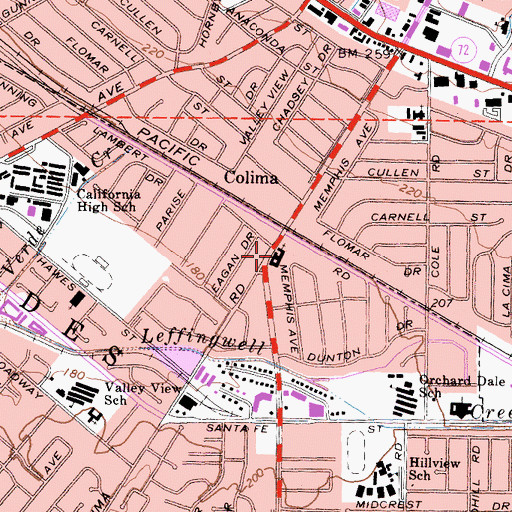 Topographic Map of Evangelical United Methodist Church, CA