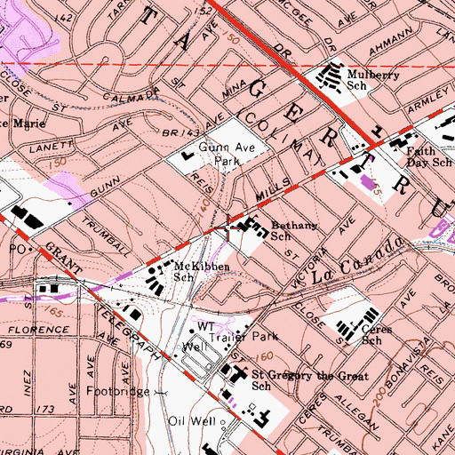 Topographic Map of Zoe Christian Fellowship Church, CA