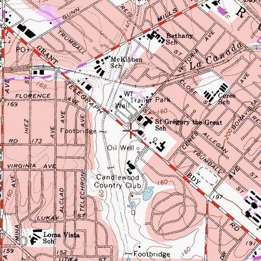 Topographic Map of Saint Gregory The Great Church, CA