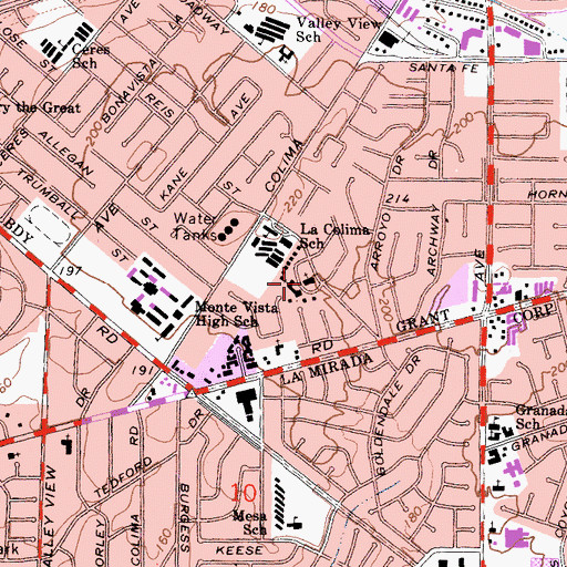Topographic Map of Saint Andrew Lutheran Church, CA