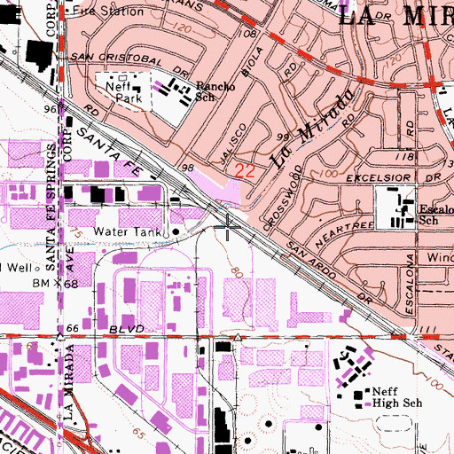 Topographic Map of First Southern Baptist Church, CA