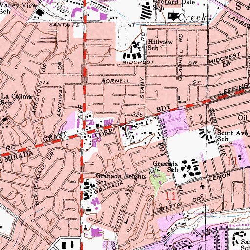 Topographic Map of Calvary Chapel of La Mirada, CA