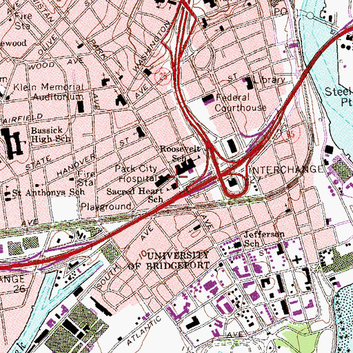 Topographic Map of Park City Hospital, CT