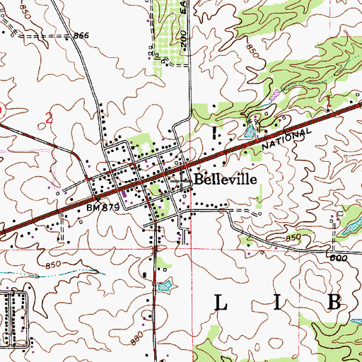 Topographic Map of Belleville Church of Christ, IN