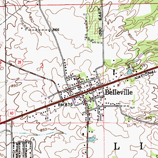 Topographic Map of Belleville United Methodist Church, IN