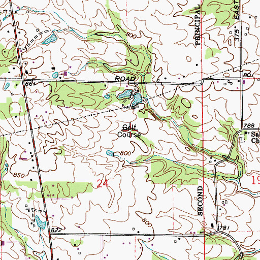 Topographic Map of Deer Creek Golf Club, IN