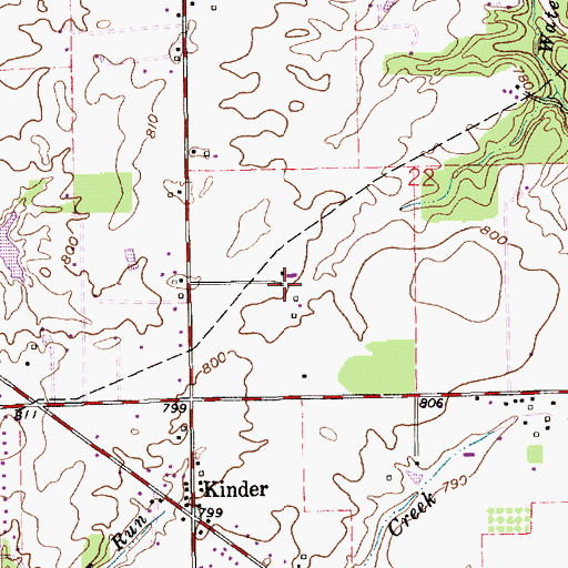 Topographic Map of Hickory Stick Golf Club, IN