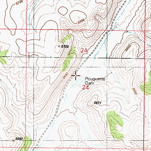 Topographic Map of Pouquette Dam, AZ