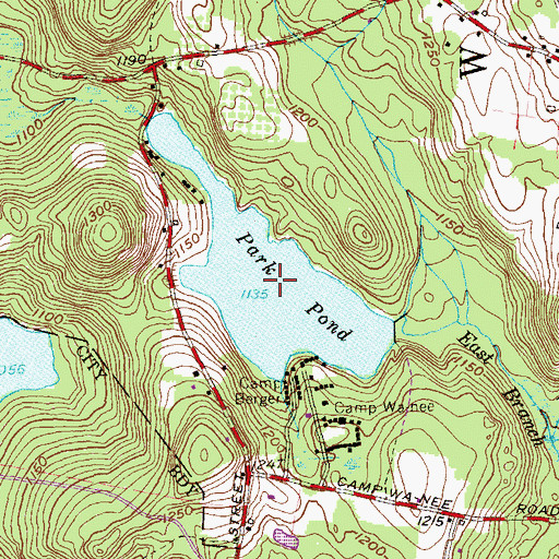 Topographic Map of Park Pond, CT