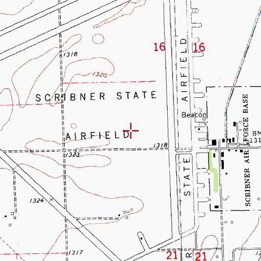 Topographic Map of Scribner Army Air Field (historical), NE