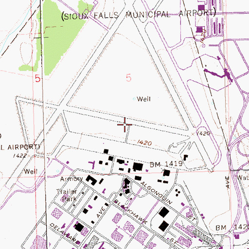 Topographic Map of Sioux Falls Army Air Field (historical), SD