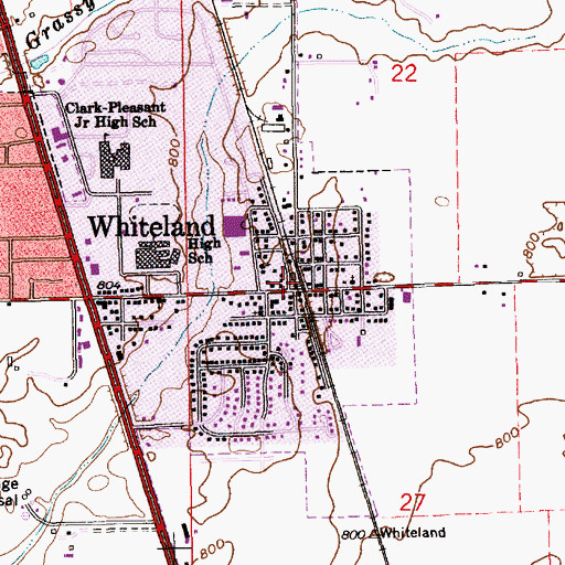 Topographic Map of Whiteland Post Office, IN