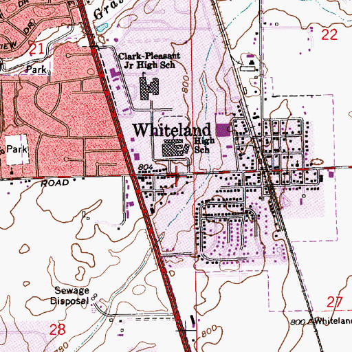 Topographic Map of Whiteland United Methodist Church, IN