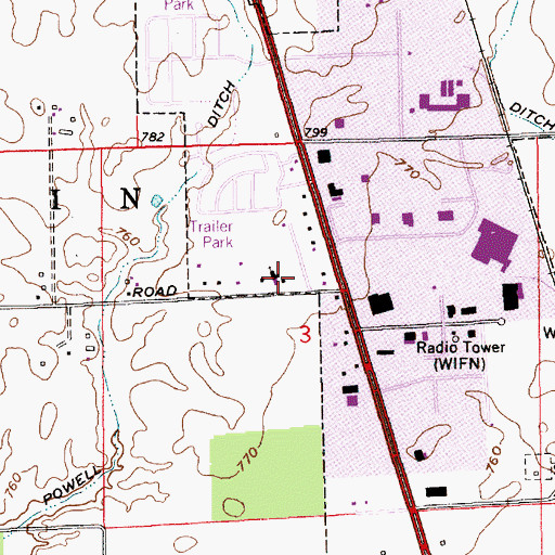 Topographic Map of Franklin Church of the Nazarene, IN