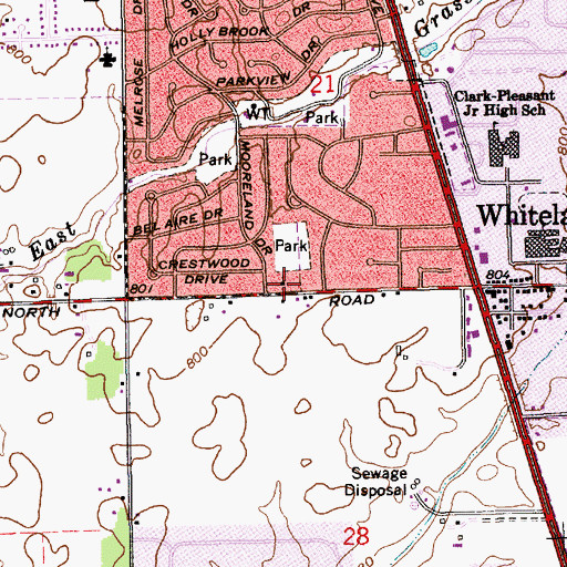 Topographic Map of New Whiteland Christian Church, IN