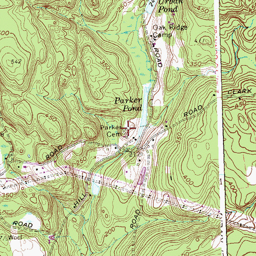 Topographic Map of Parker Cemetery, CT