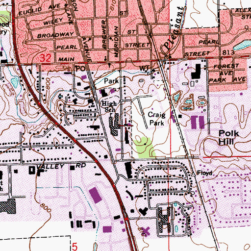 Topographic Map of Our Lady of the Greenwood Church, IN