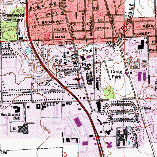 Topographic Map of Vineyard Community Church, IN