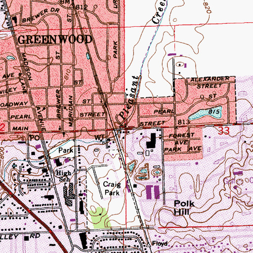 Topographic Map of Outreach Community Church of God, IN