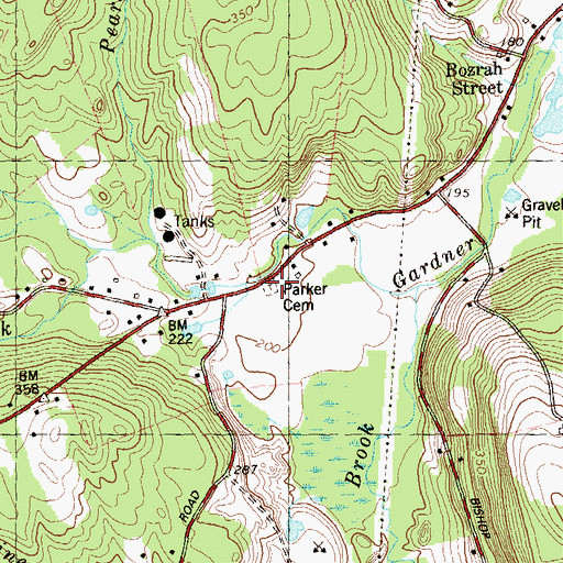 Topographic Map of Parker Cemetery, CT