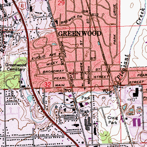 Topographic Map of Saint Joseph Catholic Church, IN