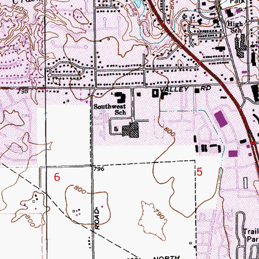 Topographic Map of Greenwood Senior High School, IN