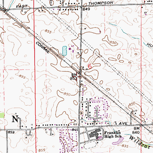 Topographic Map of Franklin Road Branch Indianapolis-Marion County Public Library, IN