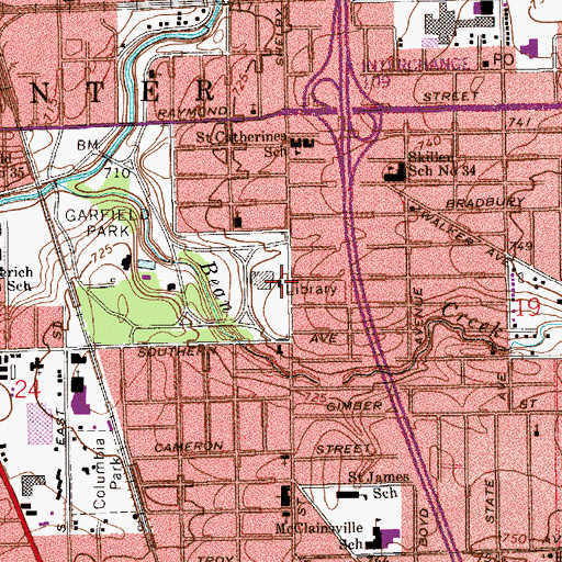 Topographic Map of Shelby Branch Indianapolis-Marion County Public Library, IN