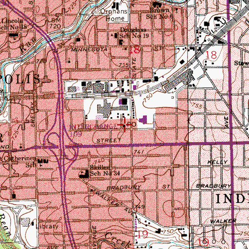 Topographic Map of Garfield Station Indianapolis Post Office, IN