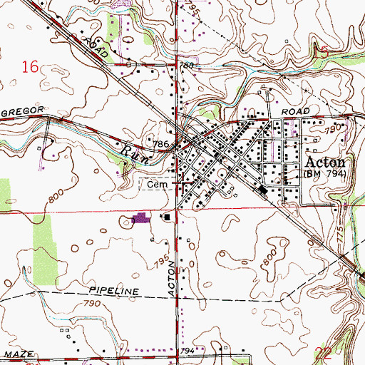 Topographic Map of Acton Baptist Church, IN