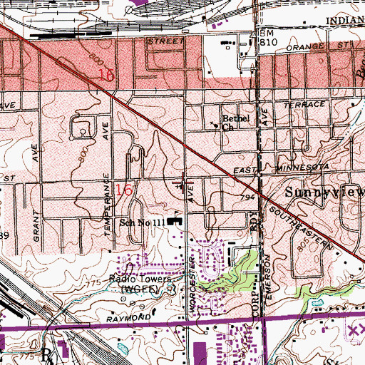 Topographic Map of Southeastern Christian Church, IN