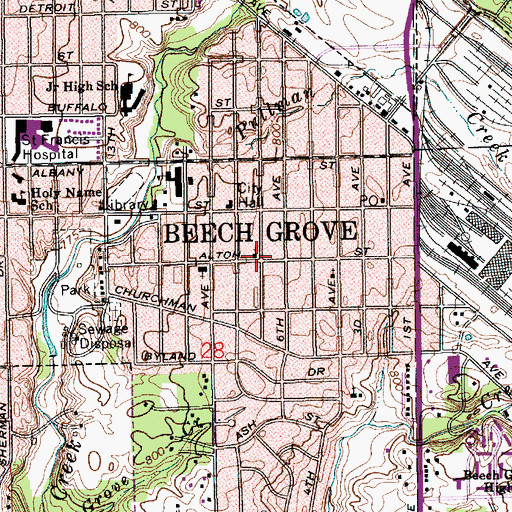 Topographic Map of Worship Center of Indianapolis, IN