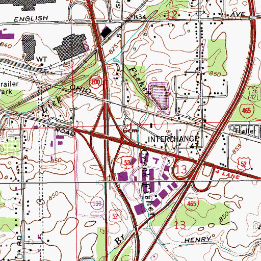 Topographic Map of Brady Cemetery, IN