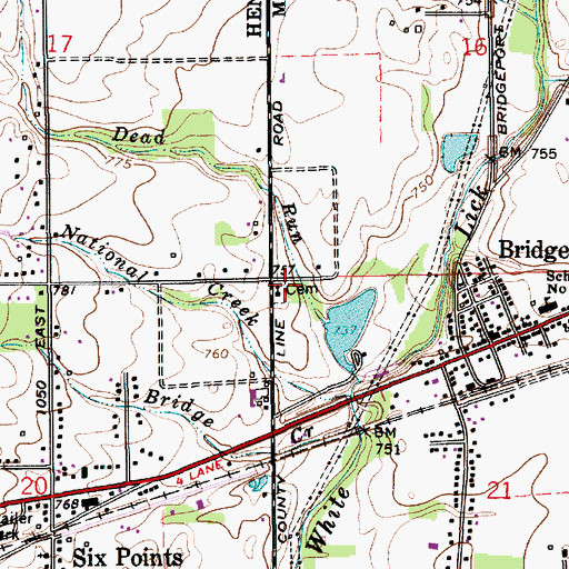 Topographic Map of Bridgeport Cemetery, IN
