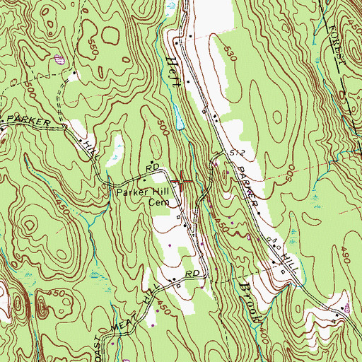 Topographic Map of Parker Hill Cemetery, CT