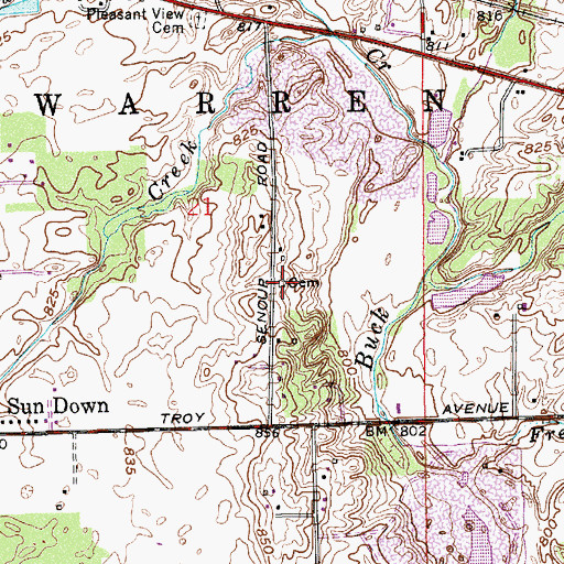 Topographic Map of Davis Cemetery, IN