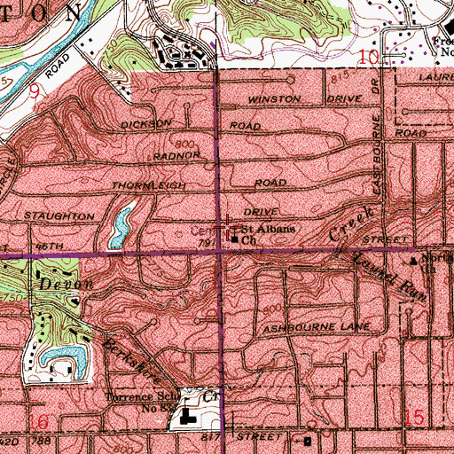 Topographic Map of Saint Albans Episcopal Church Columbarium, IN