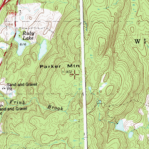 Topographic Map of Parker Mountain, CT