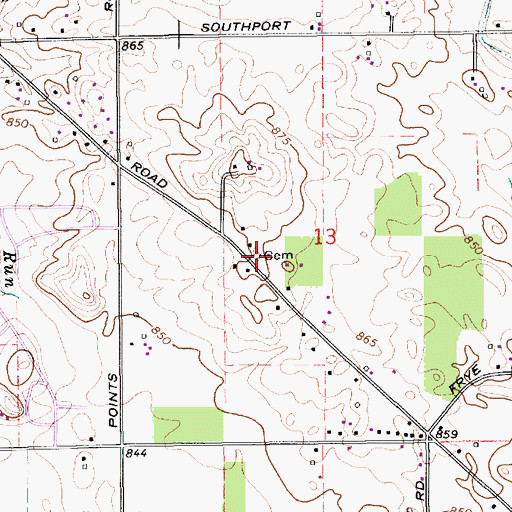 Topographic Map of Kemper Farm Cemetery, IN